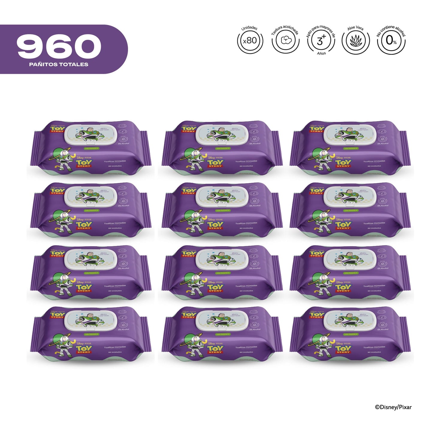 Pack x 12 Pañitos Húmedos Pixar Toy Story Niños Buzz Lightyear
