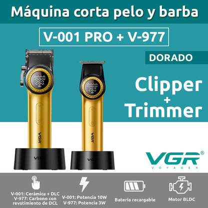 Combo Maquina Y Patillera VGR V001 Y V977 Colores Surtidos