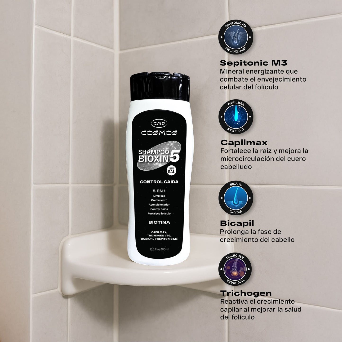 Shampoo Anticaída Masculino CMS Cosmos Bioxin 5